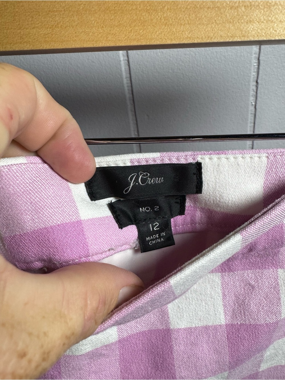J. Crew Lavender Pink Gingham Skirt